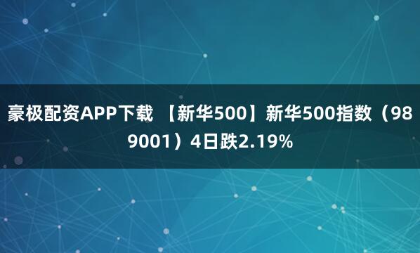 豪极配资APP下载 【新华500】新华500指数(989001)4日跌2.19%